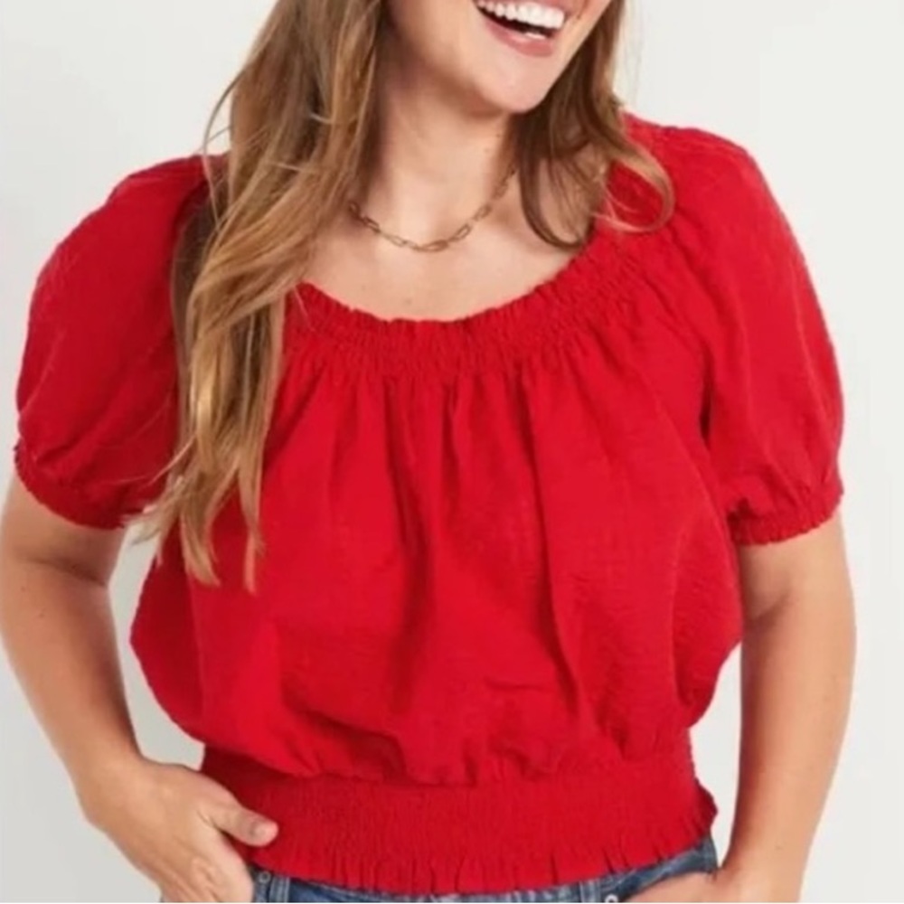 Old Navy XXL Red puff sleeve crop top